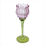 Svícen květ sklo 21,5cm růžová - velkoobchod, dovoz květin, řezané květiny Brno