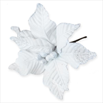Poinsettie zápich textil/pvc 15cm bílá/gliter - velkoobchod, dovoz květin, řezané květiny Brno