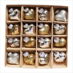 Srdce baňky sklo 16ks/4cm antique - velkoobchod, dovoz květin, řezané květiny Brno