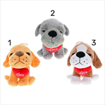 Pes plyšový sedící 15 cm se srdíčkem 3 barvy - velkoobchod, dovoz květin, řezané květiny Brno