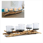 WMG Svícen Hurrican dřevo/kov/sklo 80cm - velkoobchod, dovoz květin, řezané květiny Brno