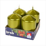 Svíčka válec 60 x 80 mm/4 ks lak zelená - velkoobchod, dovoz květin, řezané květiny Brno