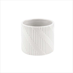 Obal keramický bílý pruhy pr.8/v.7cm  - velkoobchod, dovoz květin, řezané květiny Brno