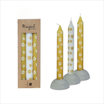 Svíčka pr. 2,2/v. 20 cm 3 ks okrová s kvítky - velkoobchod, dovoz květin, řezané květiny Brno