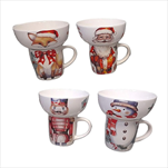 Hrnek s miskou vánoční set 9 x 8 x 7 cm - velkoobchod, dovoz květin, řezané květiny Brno