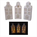 Domek svítící bílý 3 druhy 23 x 9 cm - velkoobchod, dovoz květin, řezané květiny Brno